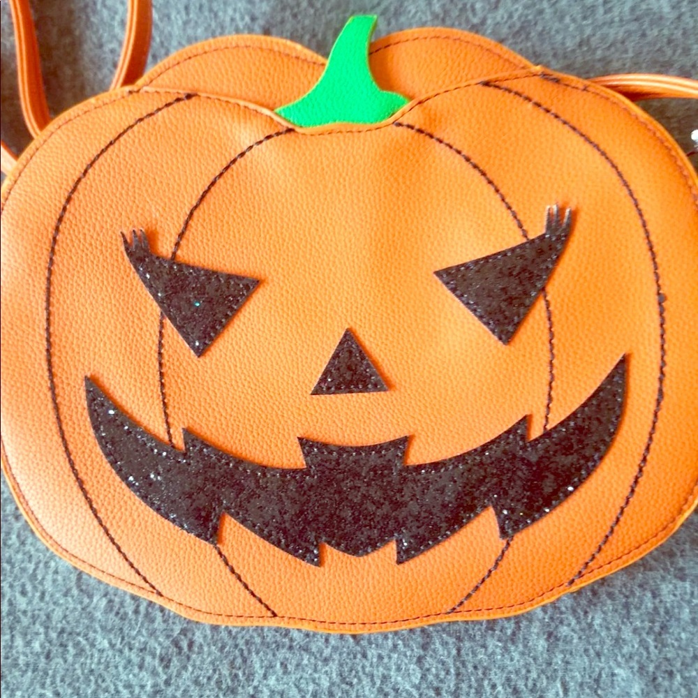 Orange Leatherette Pumpkin Crossbody Purse